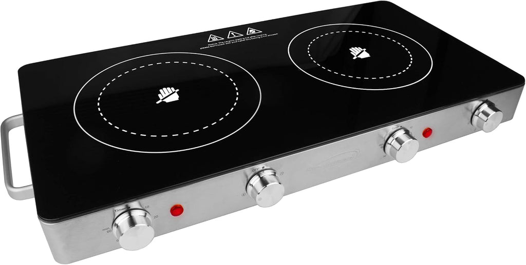 Brentwood Select TS-382 Double Infrared Electric Countertop Burner,1800-Watt, with Timer,Stainless Steel