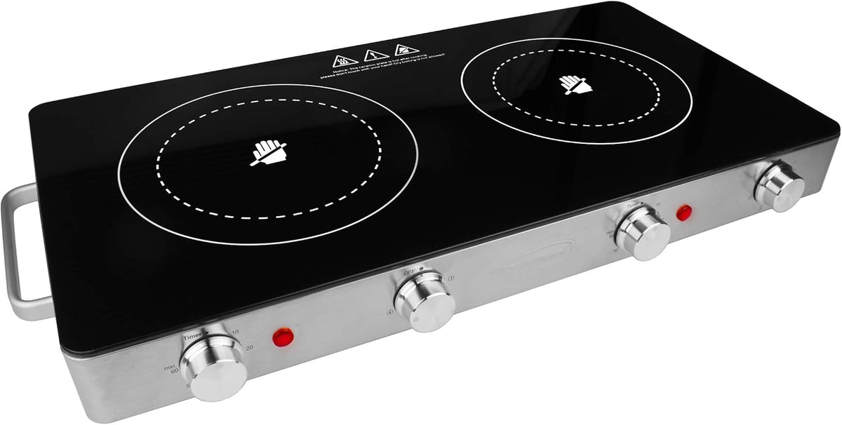 Brentwood Select TS-382 Double Infrared Electric Countertop Burner,1800-Watt, with Timer,Stainless Steel