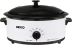NESCO 4816‑14 Electric Roaster Oven for Everyday Home Cooking, White 6‑Quart Countertop Roaster with Porcelain Coated Steel Cookwell