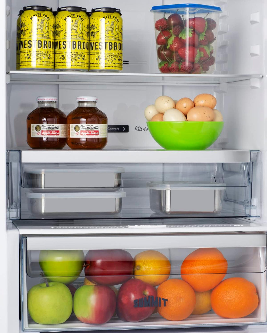 Summit 24" Refrigerator, 10.6 cu.ft Capacity Refrigerator - Freezer, Bottom Freezer, Ice Maker, Stainless Steel- FFBF249SS2IMLHD (Left Handed Door Swing)