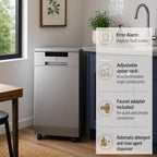 SPT SD-9263SSB 18″ Wide Portable Stainless Steel Dishwasher with ENERGY STAR, 6 Wash Programs, 8 Place Settings and Stainless Steel Tub