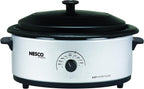 NESCO 4816‑14 Electric Roaster Oven for Everyday Home Cooking, White 6‑Quart Countertop Roaster with Porcelain Coated Steel Cookwell