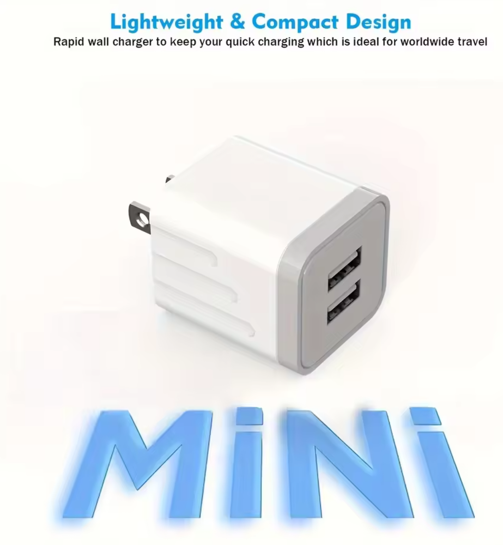 2.1A Dual Port USB Plug Power Adapter Charger Block Plug Cube For IPhone 15/14/13/12/Pro/Pro Max/Xs/XR/X/8, Galaxy S22 S21