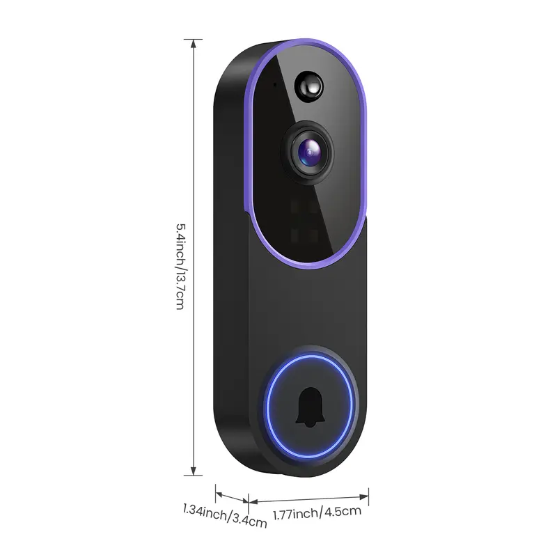 Wireless Video Doorbell Camera, Smart Security Doorbell Camera, 1080P, AI Human Detection , Night Vision, Instant Alert, Two Way Audio, 2.4G WiFi Only, Simple Installation and Rechargeable Battery, Cloud Storage, WiFi Camera