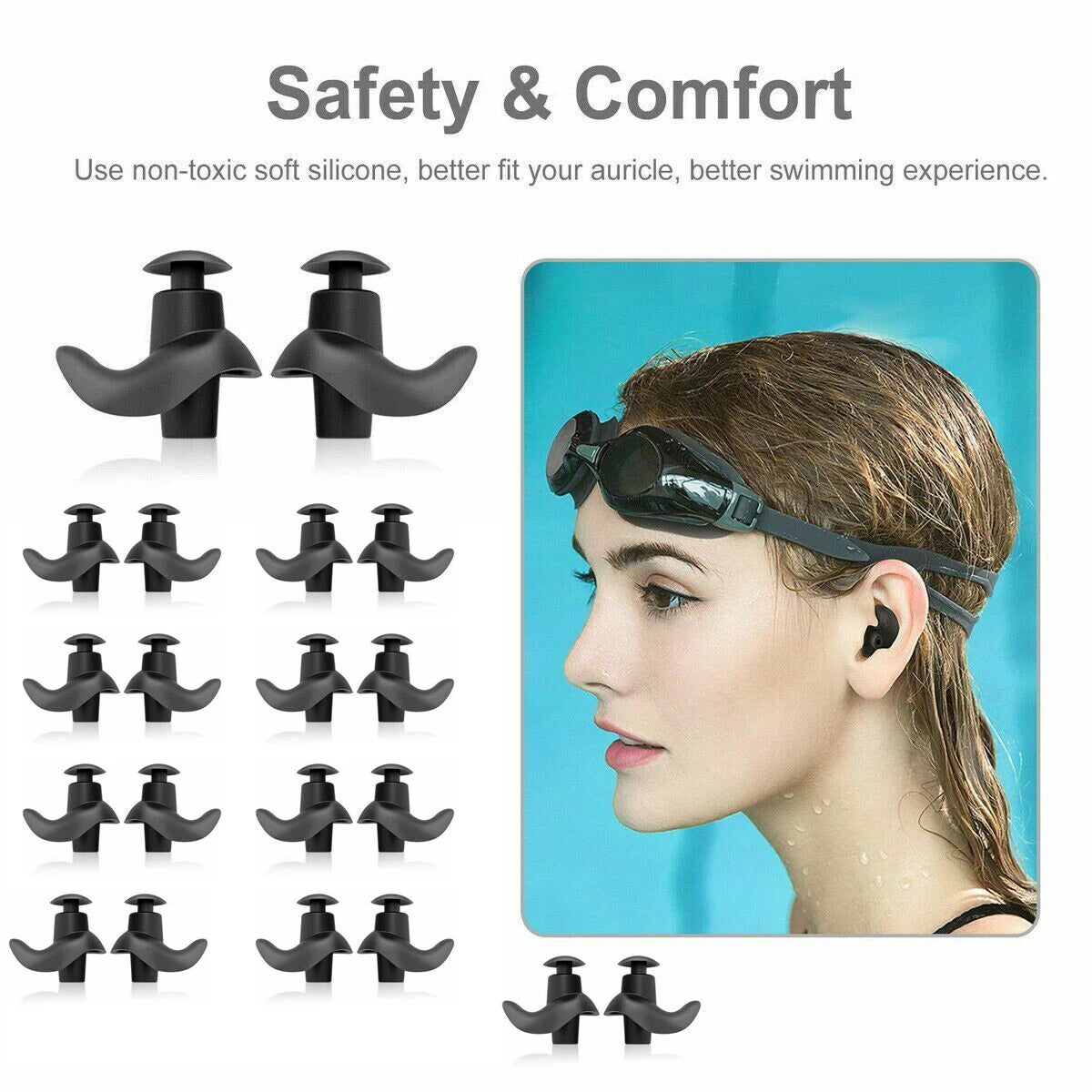 5/10 Pairs Soft Silicone Ear Plugs For Swimming Sleeping Anti Snore Reusable USA