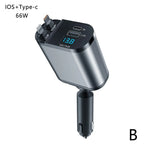 Retractable Car Charger 4 in 1 Fast Car Phone Charger 120W With USB Type C LOT