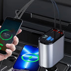 Retractable Car Charger 4 in 1 Fast Car Phone Charger 120W With USB Type C LOT