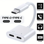 2in1 Charger and Headphone USB Type C to 3.5mm Aux Audio Cable Cord Adapter Lot