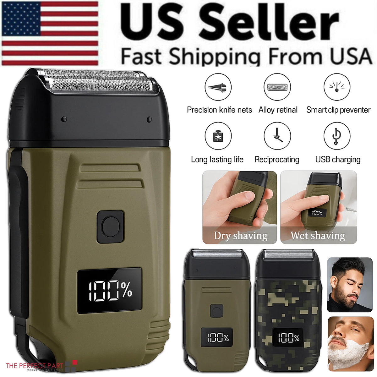 Mens USB Electric Shaver Trimmer Razor Rechargeable Hair Beard Shaving Machine