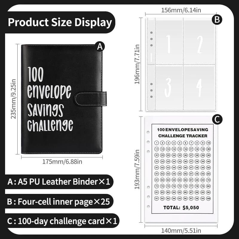 100 Envelope Challenge Budget Planner $5,050 Money Saving Cash Challenge Book