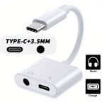 2in1 Charger and Headphone USB Type C to 3.5mm Aux Audio Cable Cord Adapter Lot