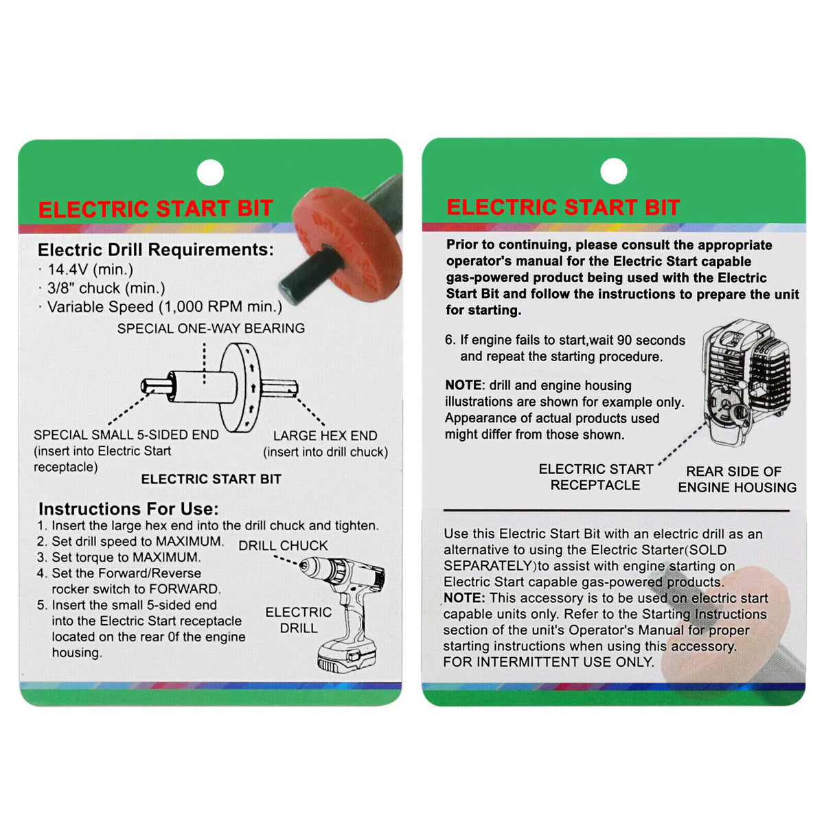 Jump Start Electric Engine Easy Starter Drill Bit Adapter Mower for Troy Bilt US