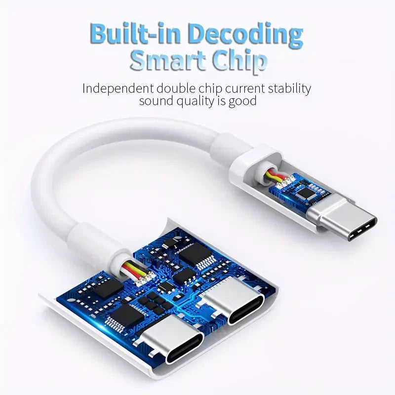 2in1 Charger and Headphone USB Type C to 3.5mm Aux Audio Cable Cord Adapter Lot