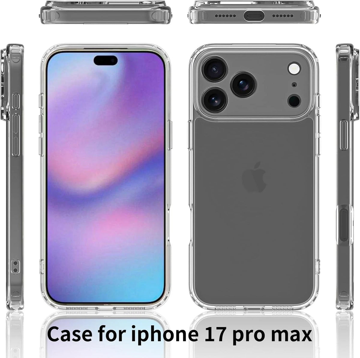 For iPhone17 16 15 14 13 12Pro Max Mini Soft Silicone Clear Cover Shockproof lot