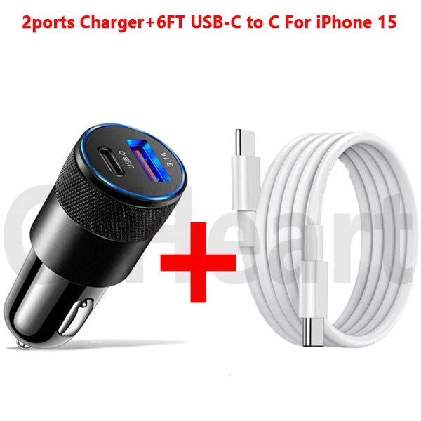 30W Fast Charge USB PD Type-C Car Charger Adapter For iPhone 15 14 13 12 Pro Max