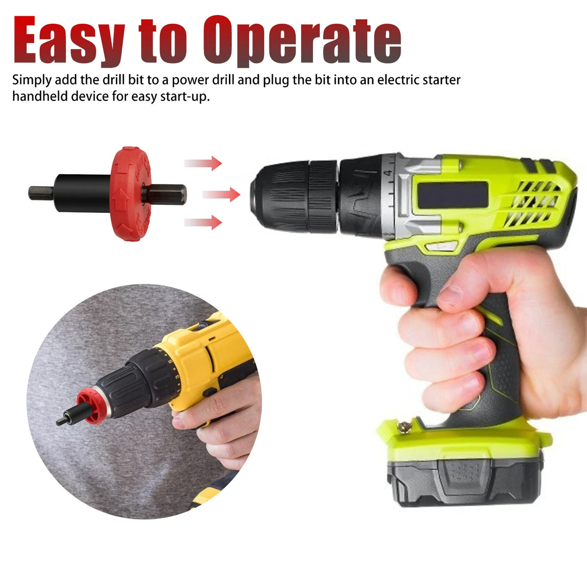 Jump Start Electric Engine Easy Starter Drill Bit Adapter Mower for Troy Bilt US