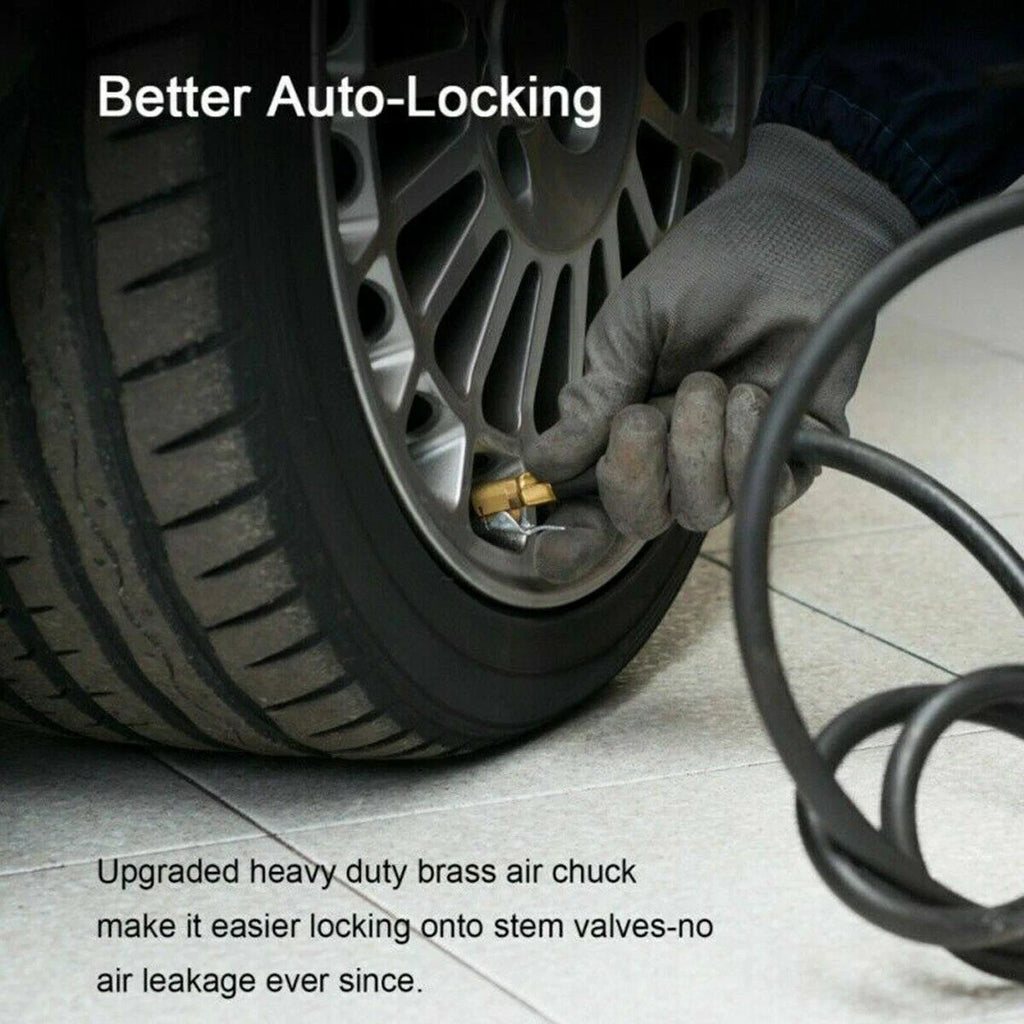 4 x Air Chuck Heavy Duty Open Flow Lock On Tire Chuck W/ Clip for Inflator Gauge