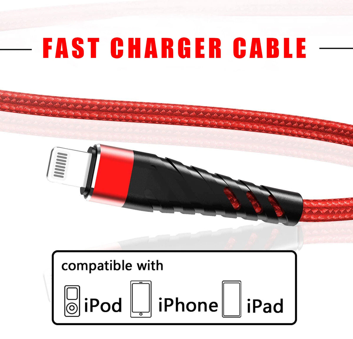 Braided Fast Charger Cable Heavy Duty USB lot Cord For iPhone 14 13 12 11 X XR 8