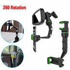 360°Car Rearview Mirror Rotation Adjustable Phone Holder Mount Multifunction LOT