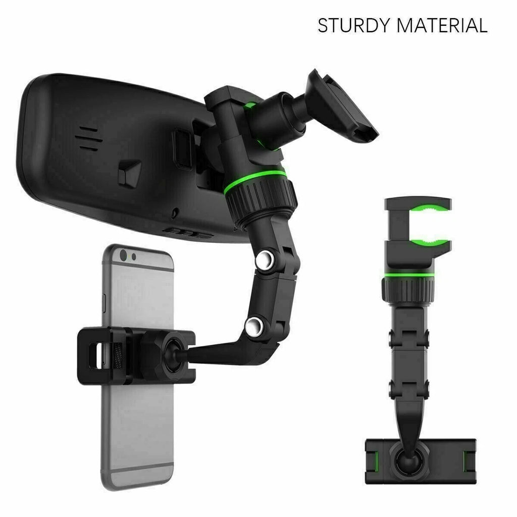 360°Car Rearview Mirror Rotation Adjustable Phone Holder Mount Multifunction LOT