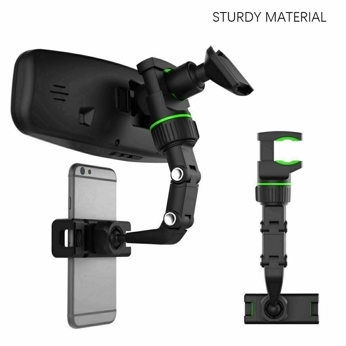 360°Car Rearview Mirror Rotation Adjustable Phone Holder Mount Multifunction LOT