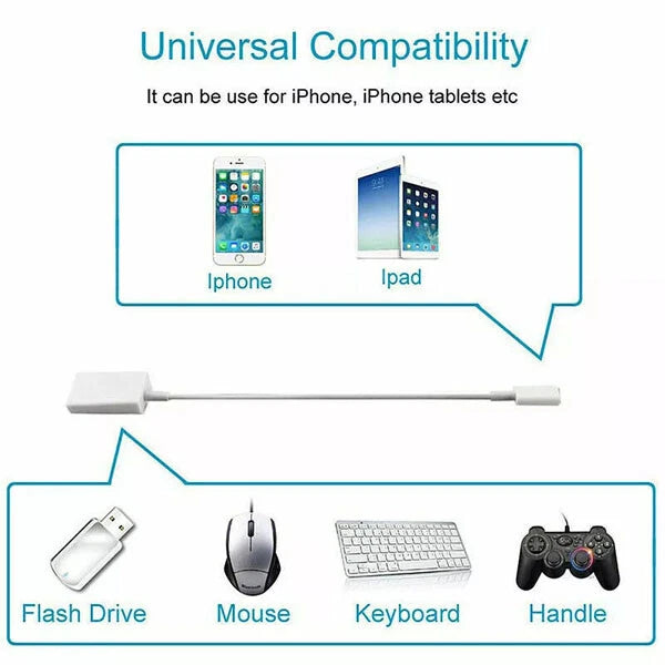 To Camera USB Female OTG Connector Adapter Cable For Apple iPhone iPad iPod lot