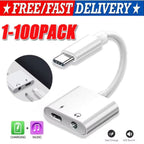 2in1 Charger and Headphone USB Type C to 3.5mm Aux Audio Cable Cord Adapter Lot