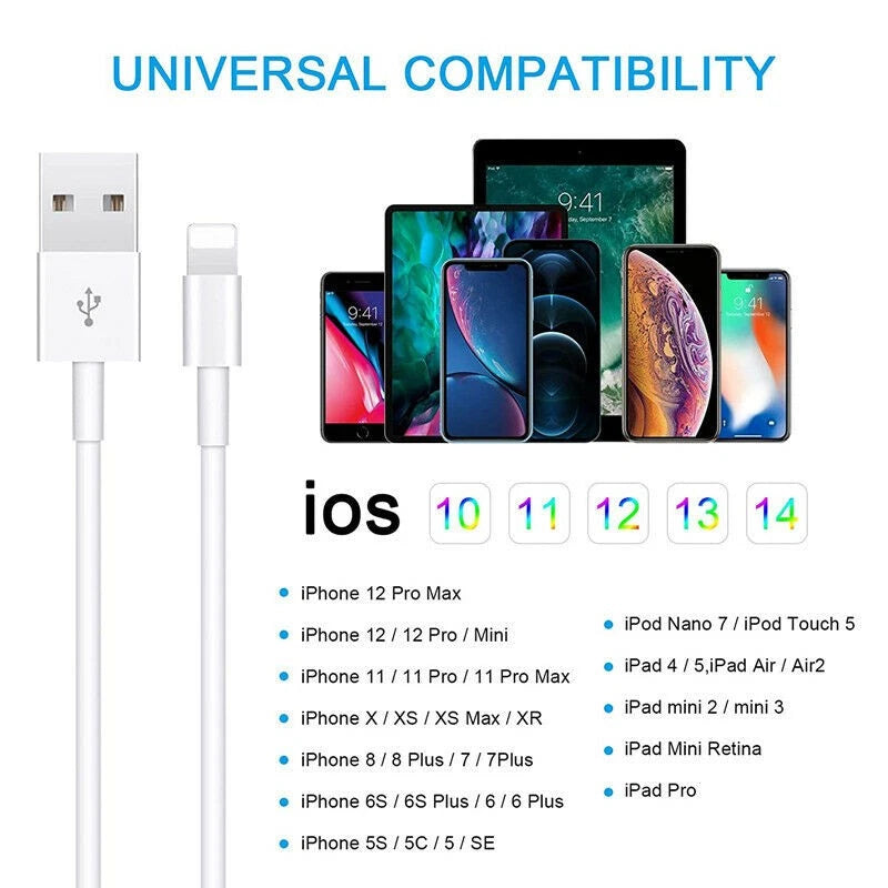 Fast Charging Cable USB Lead 6ft Charger Cord For iPhone 13 12 11 X XR 8 7 6 5