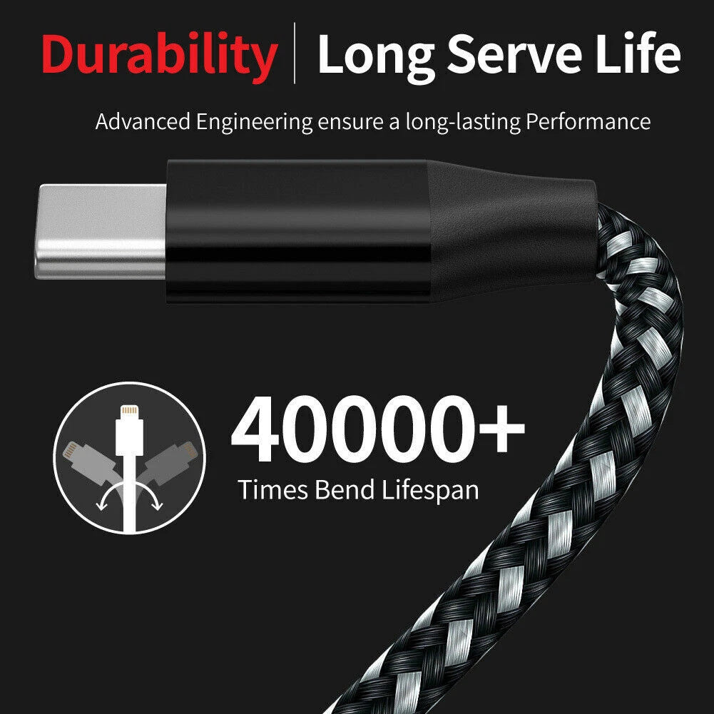 Lot USB-A to Type-C Fast Charging Data SYNC Charger Cable Cord 3/6FT LONG
