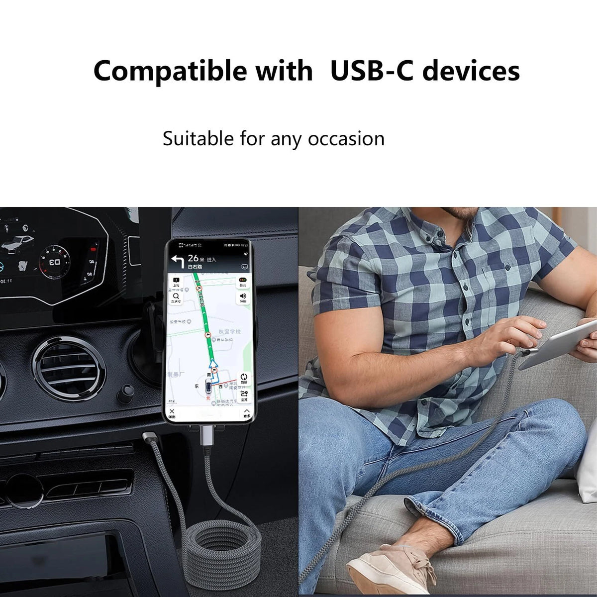 60W USB-C to USB-C Cable Fast Charger lot PD Nylon Cord For iPhone 16 Samsung