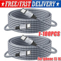 60W USB-C to USB-C Cable Fast Charger lot PD Nylon Cord For iPhone 16 Samsung