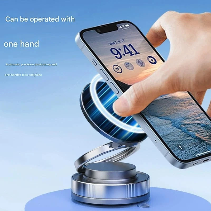360° Vacuum Magnetic Phone Holder- Suction Cup Car Mount with Foldable Stand LOT