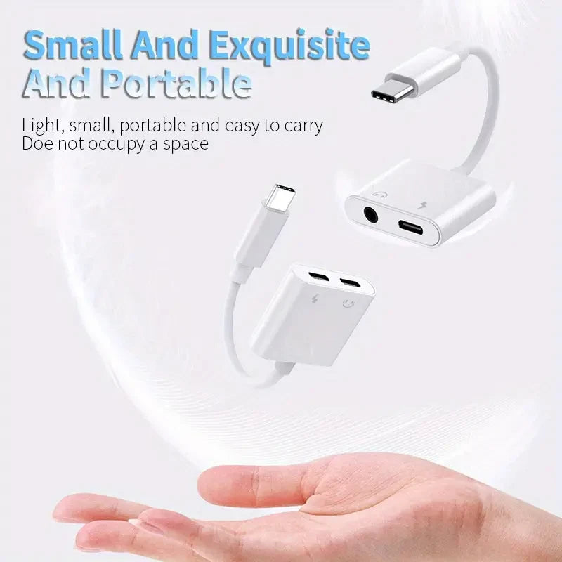 2in1 Charger and Headphone USB Type C to 3.5mm Aux Audio Cable Cord Adapter Lot