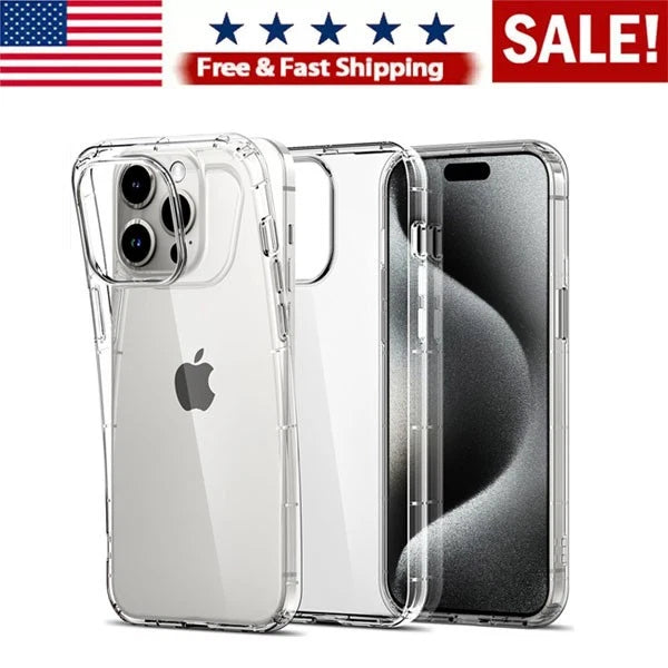 For iPhone17 16 15 14 13 12Pro Max Mini Soft Silicone Clear Cover Shockproof lot