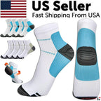 5 Pairs Compression Socks Plantar Fasciitis Arch Ankle Running Support Men Women