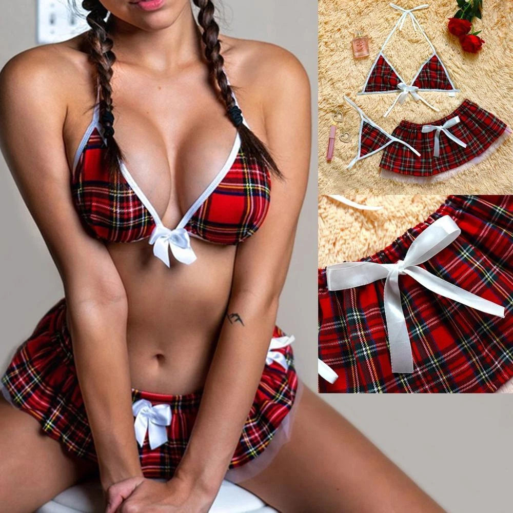 Sexy Lingerie School Girl Sleepwear Dress Nightwear Underwear Babydoll Women US