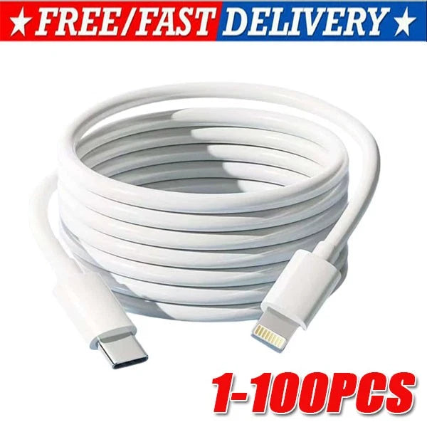 1-100PCS Fast Charger Cable Type USB C PD Cord to For iPhone 14 13 12 11 Pro LOT