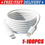 1-100PCS Fast Charger Cable Type USB C PD Cord to For iPhone 14 13 12 11 Pro LOT