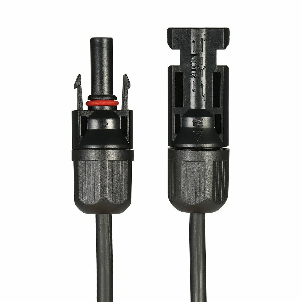 Black+Red 10 AWG Solar Panel Extension Cable Silicone Flexible Wire Connectors