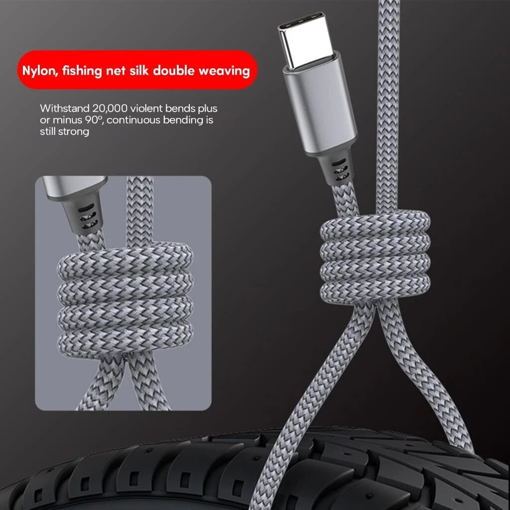 60W USB-C to USB-C Cable Fast Charger lot PD Nylon Cord For iPhone 16 Samsung
