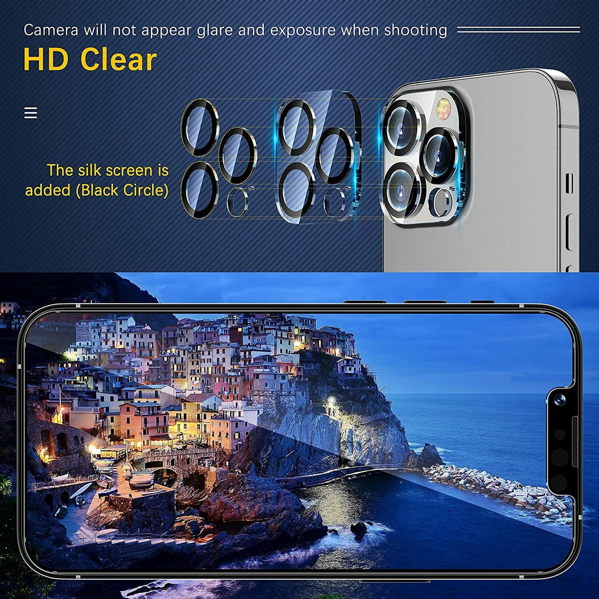 3x For iPhone 15 14 13 12 11 Pro Max Tempered Glass Camera Lens Cover Protector