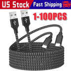 Lot USB-A to Type-C Fast Charging Data SYNC Charger Cable Cord 3/6FT LONG