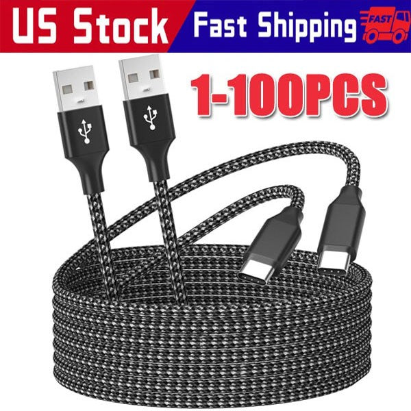 Lot USB-A to Type-C Fast Charging Data SYNC Charger Cable Cord 3/6FT LONG