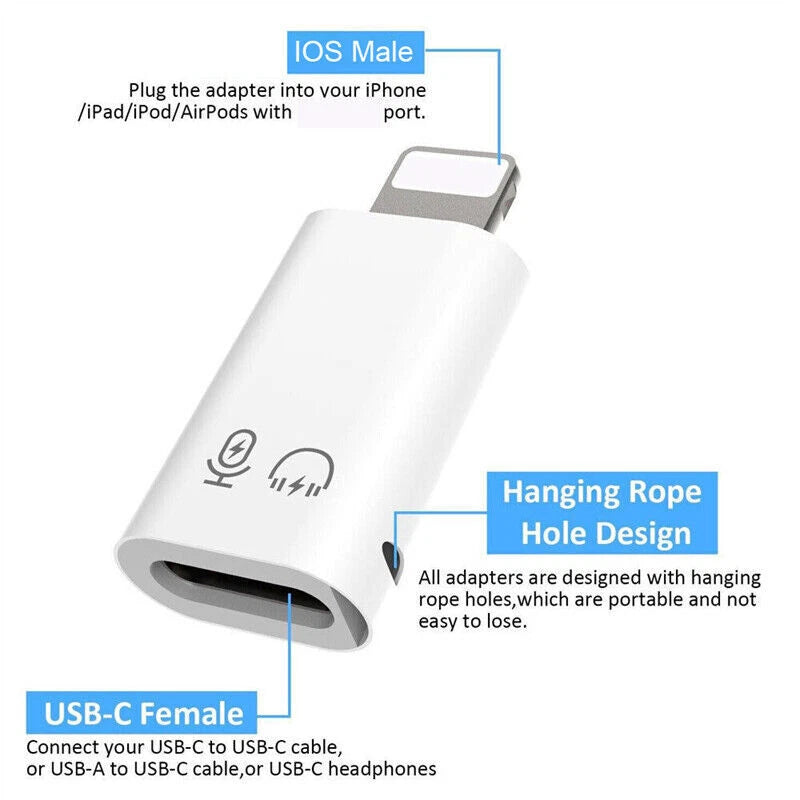 USB Type C Female to iOS Male Adapter For iPhone 14/13/12/11/XR<wbr/>/XS/SE 3 lot