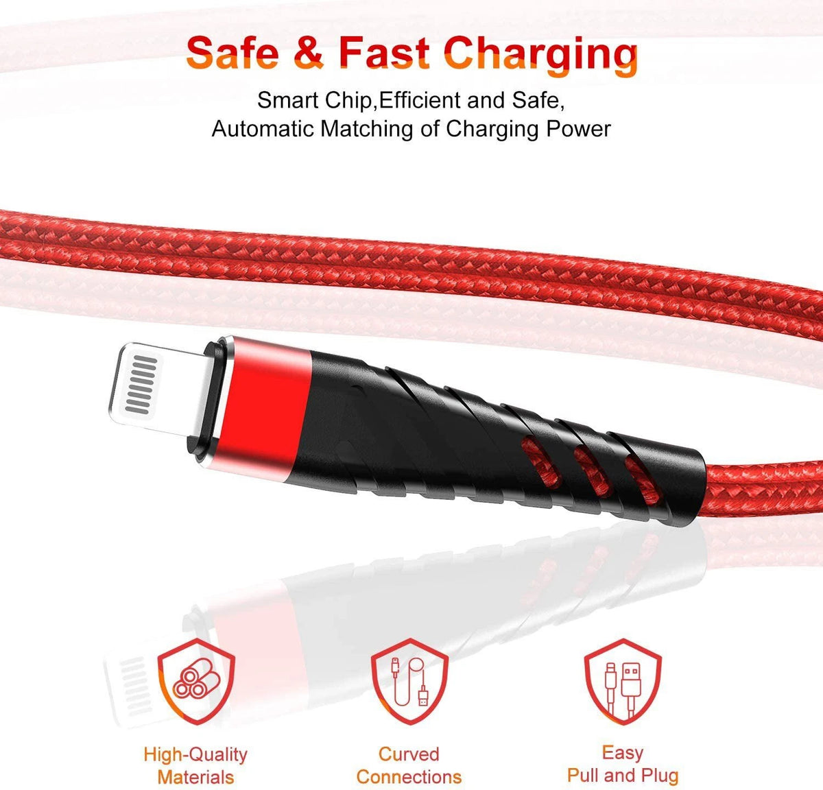 Braided Fast Charger Cable Heavy Duty USB lot Cord For iPhone 14 13 12 11 X XR 8