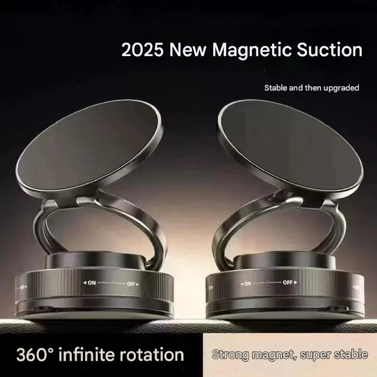360° Vacuum Magnetic Phone Holder- Suction Cup Car Mount with Foldable Stand LOT