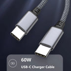 60W USB-C to USB-C Cable Fast Charger lot PD Nylon Cord For iPhone 16 Samsung