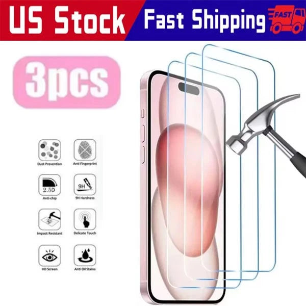 Tempered Glass Screen Protector For iPhone16 15 14 13 12 11 Pro Max X XS lot