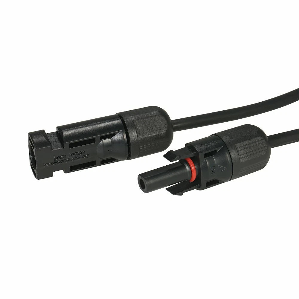 Black+Red 10 AWG Solar Panel Extension Cable Silicone Flexible Wire Connectors